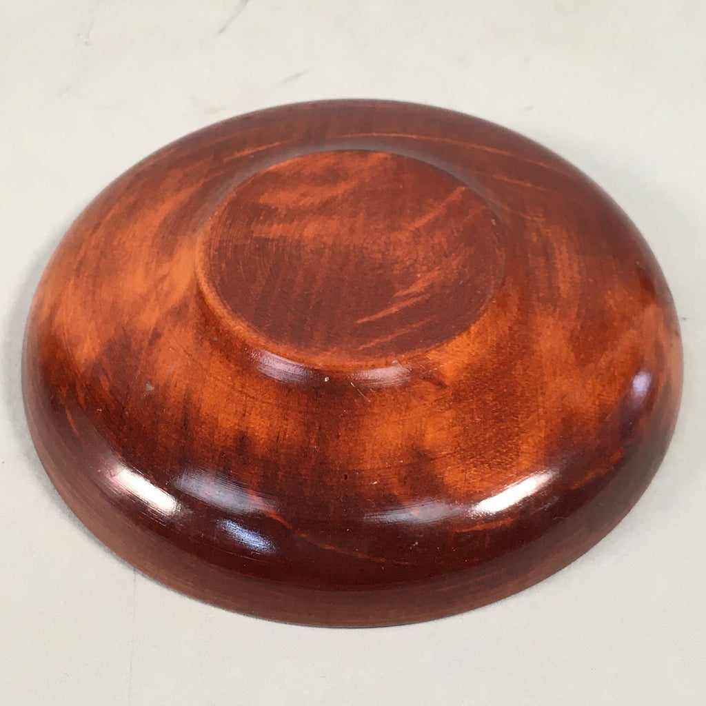 Japanese Wood Lacquer Drink Saucer Vtg Chataku Coaster Brown Grain UR469