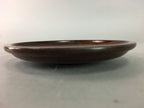 Japanese Wood Lacquer Drink Saucer Vtg Chataku Coaster Grain Brown UR208