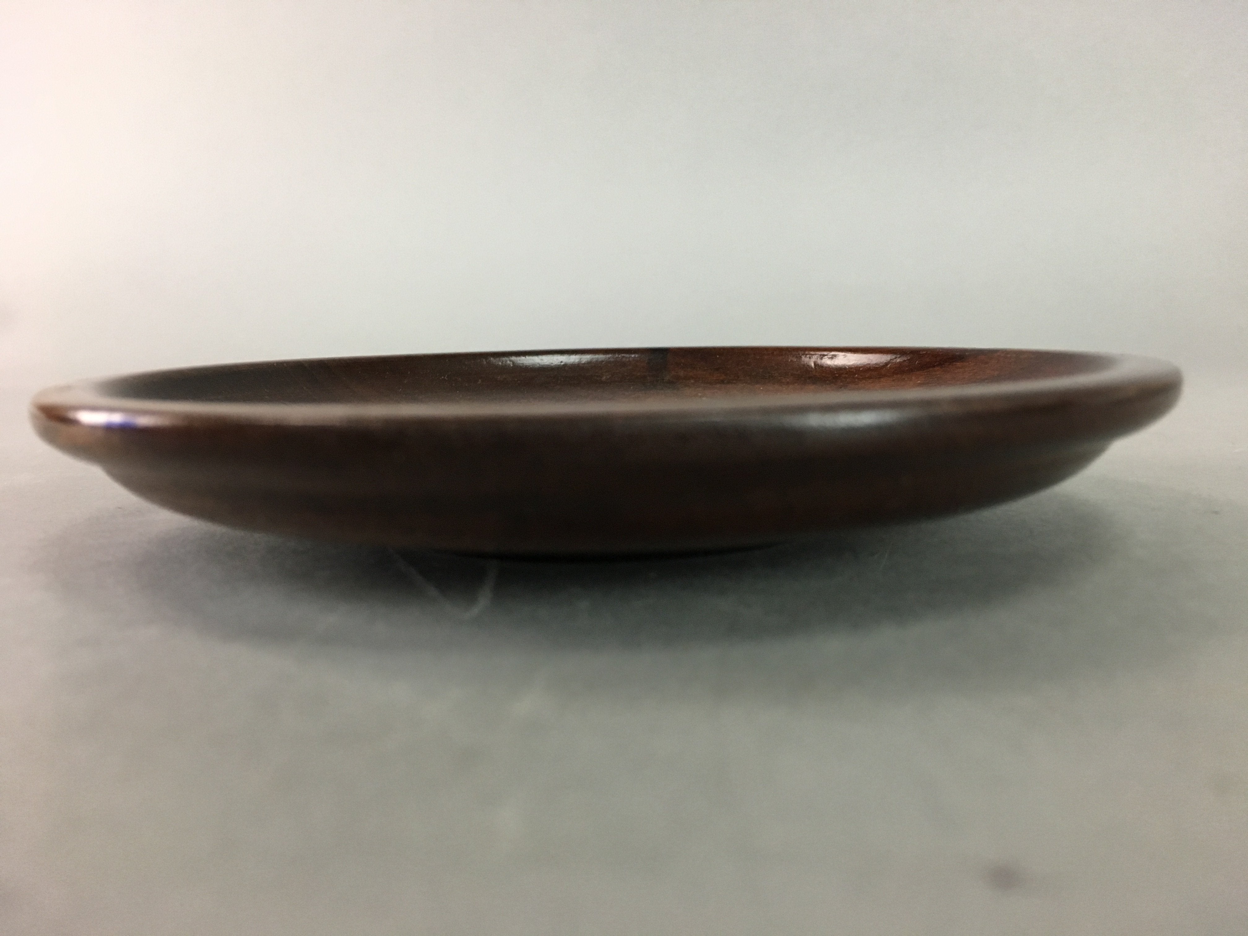 Japanese Wood Lacquer Drink Saucer Vtg Chataku Coaster Grain Brown UR208