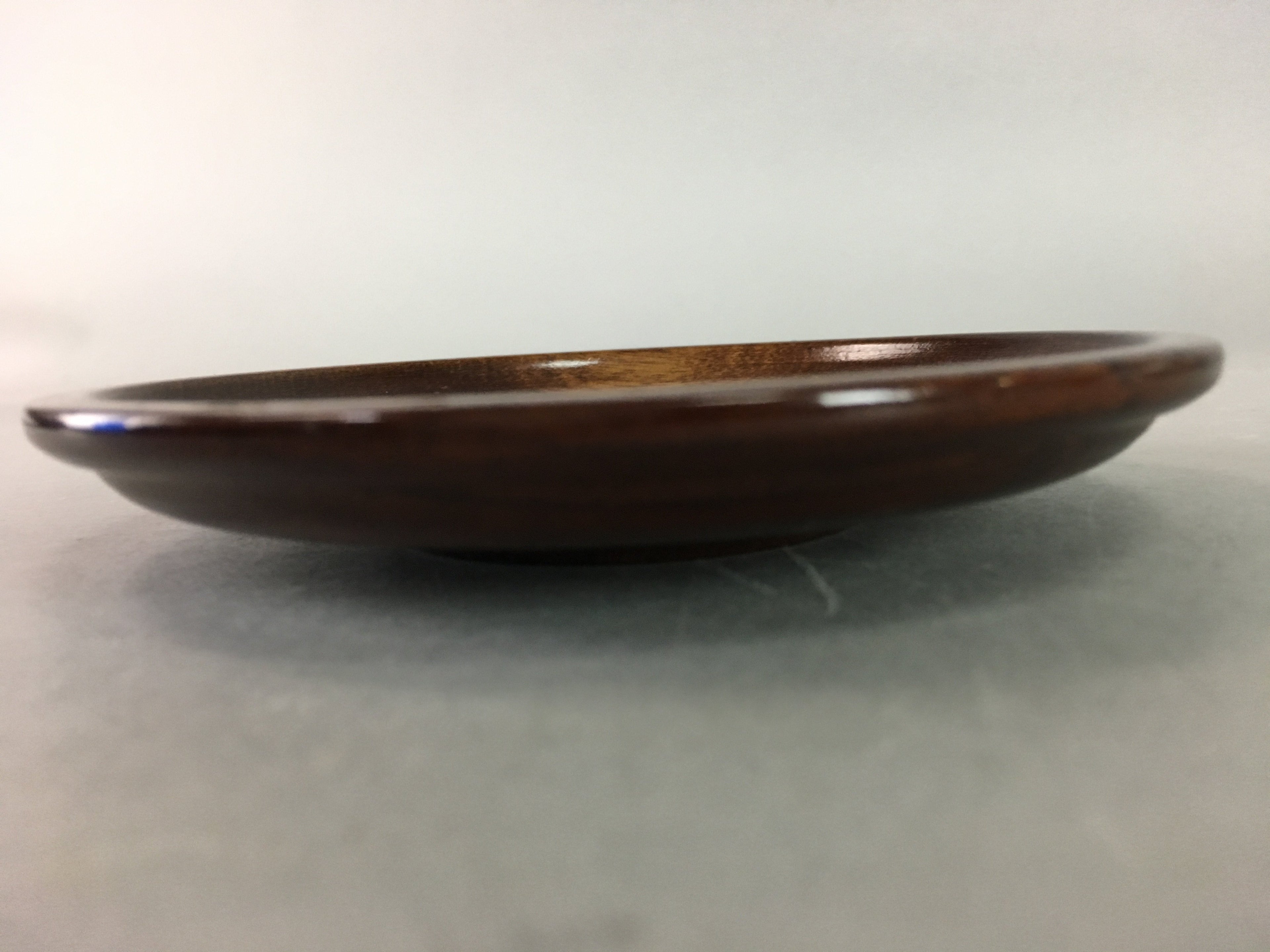Japanese Wood Lacquer Drink Saucer Vtg Chataku Coaster Grain Brown UR208