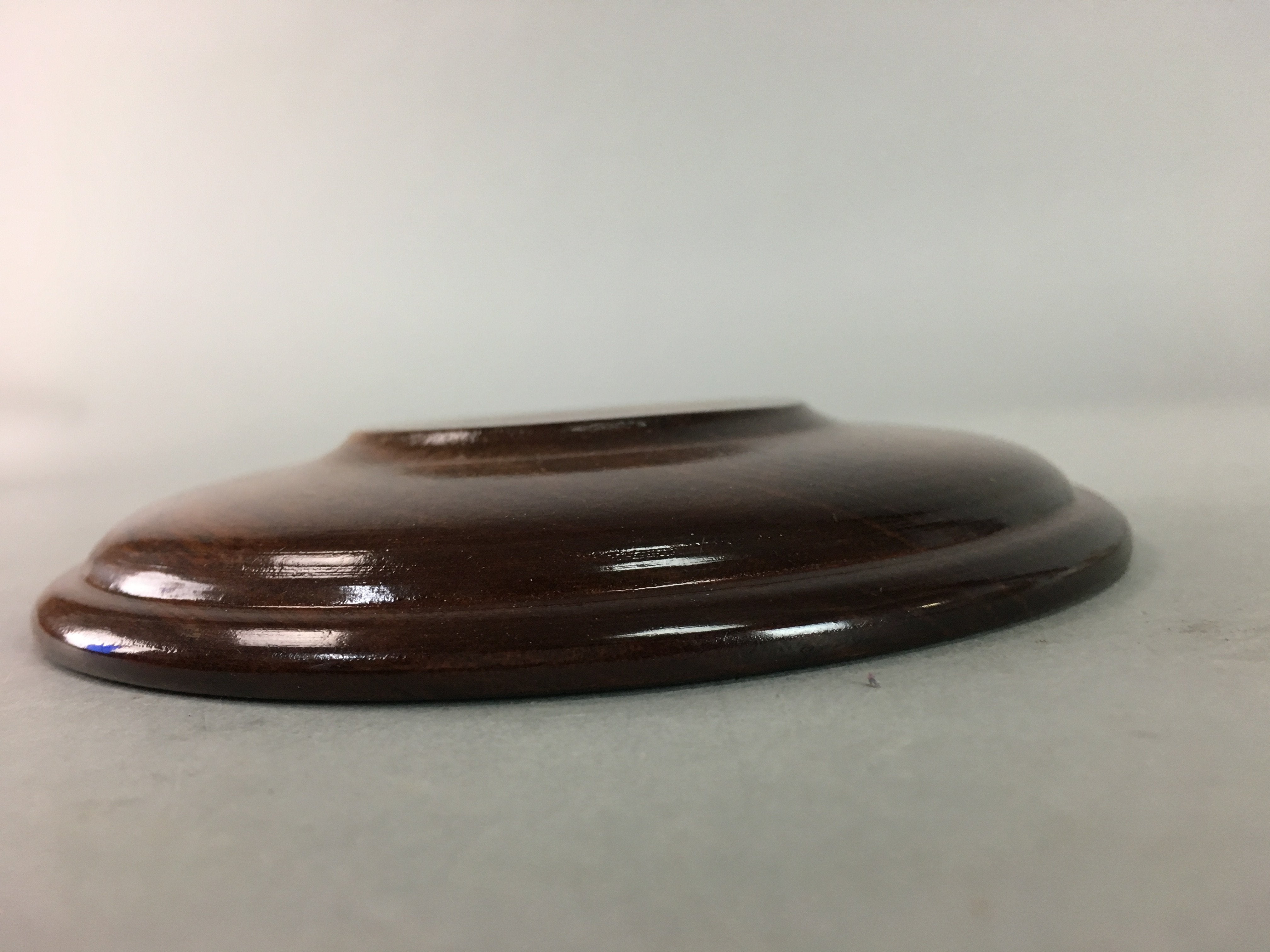 Japanese Wood Lacquer Drink Saucer Vtg Chataku Coaster Grain Brown UR208