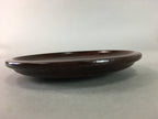 Japanese Wood Lacquer Drink Saucer Vtg Chataku Coaster Grain Brown UR209