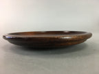 Japanese Wood Lacquer Drink Saucer Vtg Chataku Coaster Grain Brown UR209
