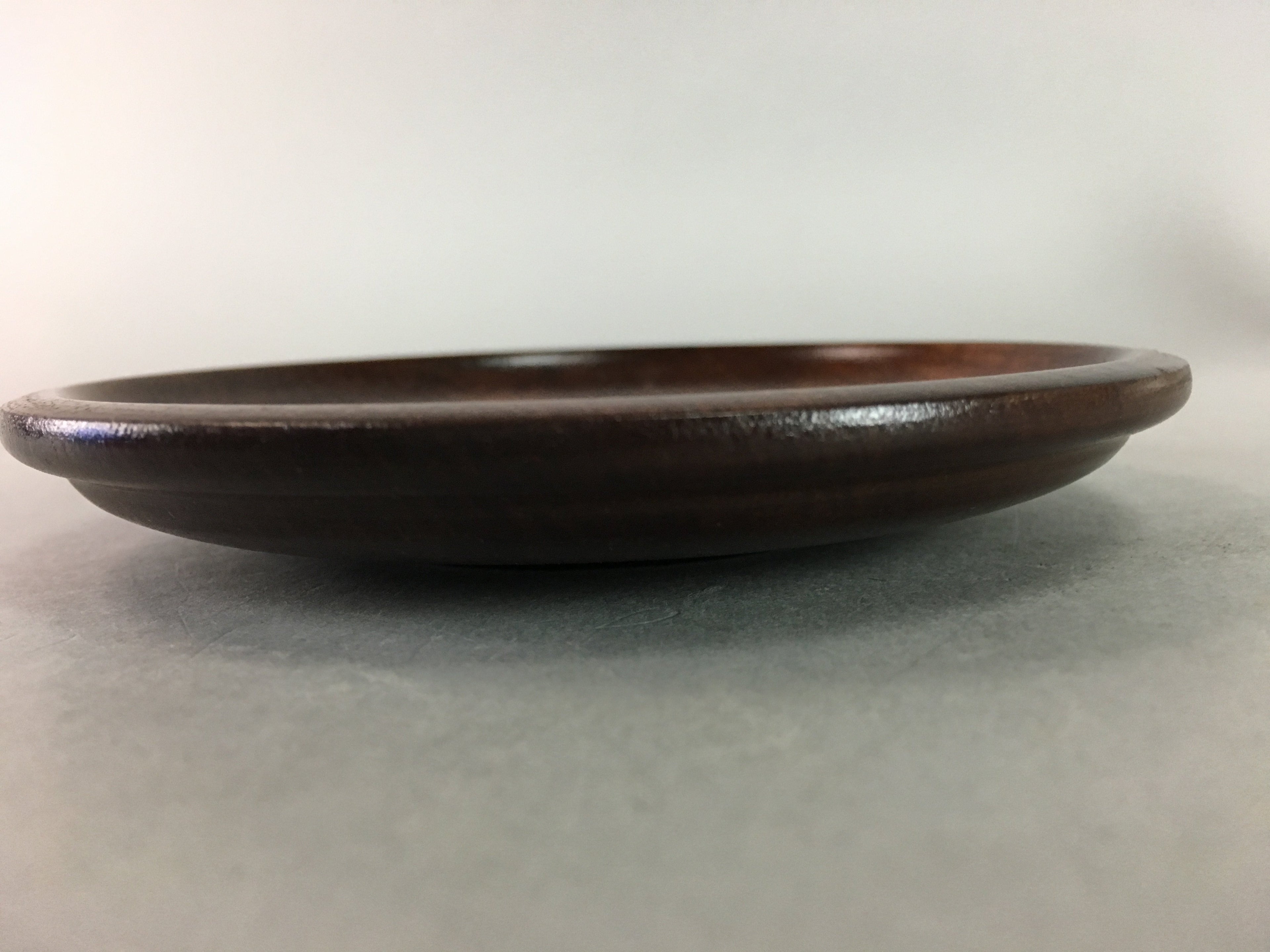 Japanese Wood Lacquer Drink Saucer Vtg Chataku Coaster Grain Brown UR209