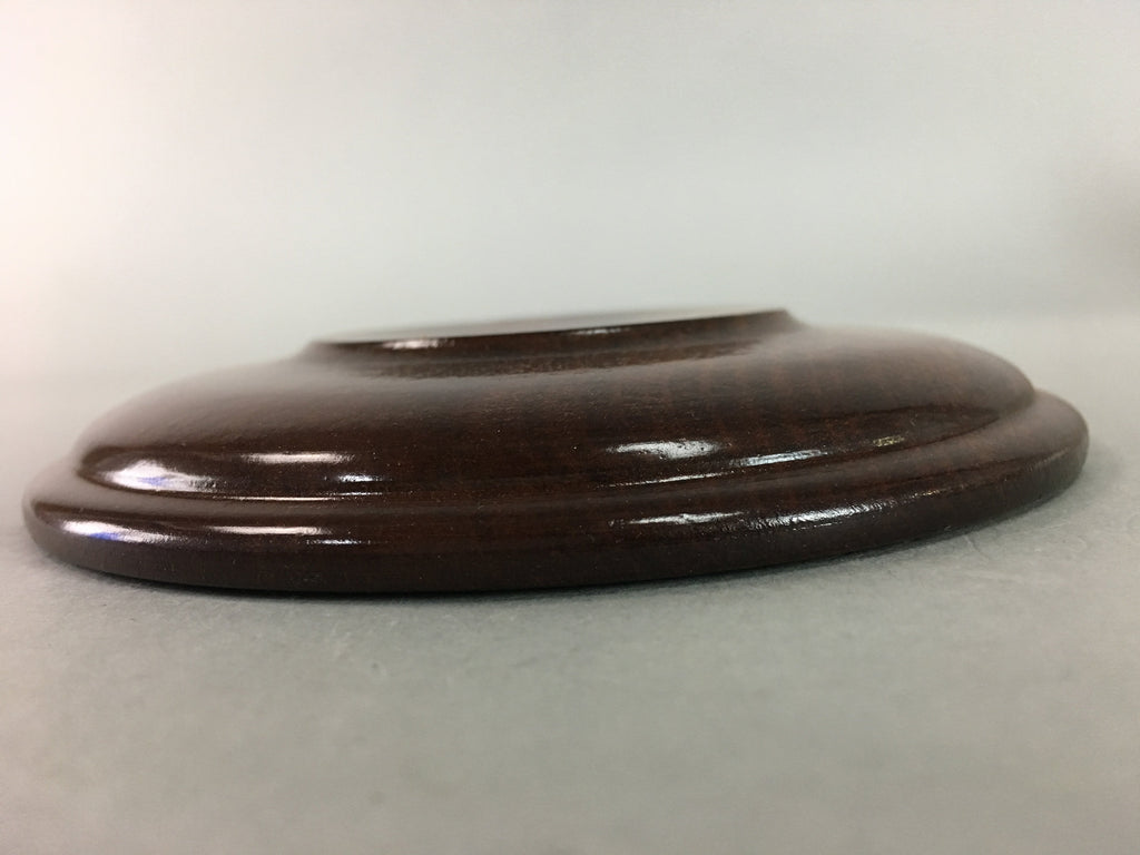 Japanese Wood Lacquer Drink Saucer Vtg Chataku Coaster Grain Brown UR209