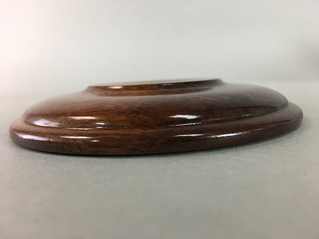 Japanese Wood Lacquer Drink Saucer Vtg Chataku Coaster Grain Brown UR209
