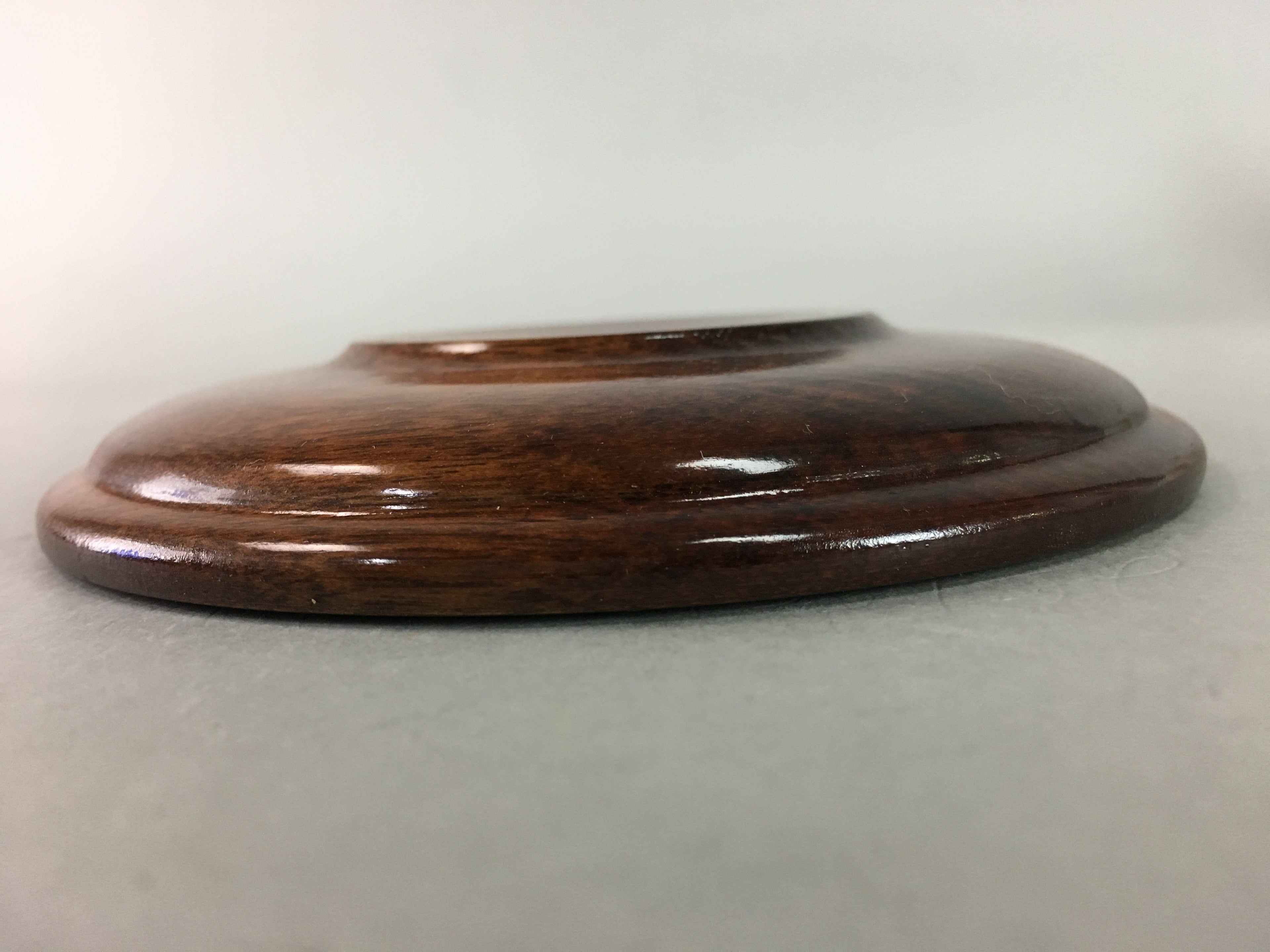 Japanese Wood Lacquer Drink Saucer Vtg Chataku Coaster Grain Brown UR209