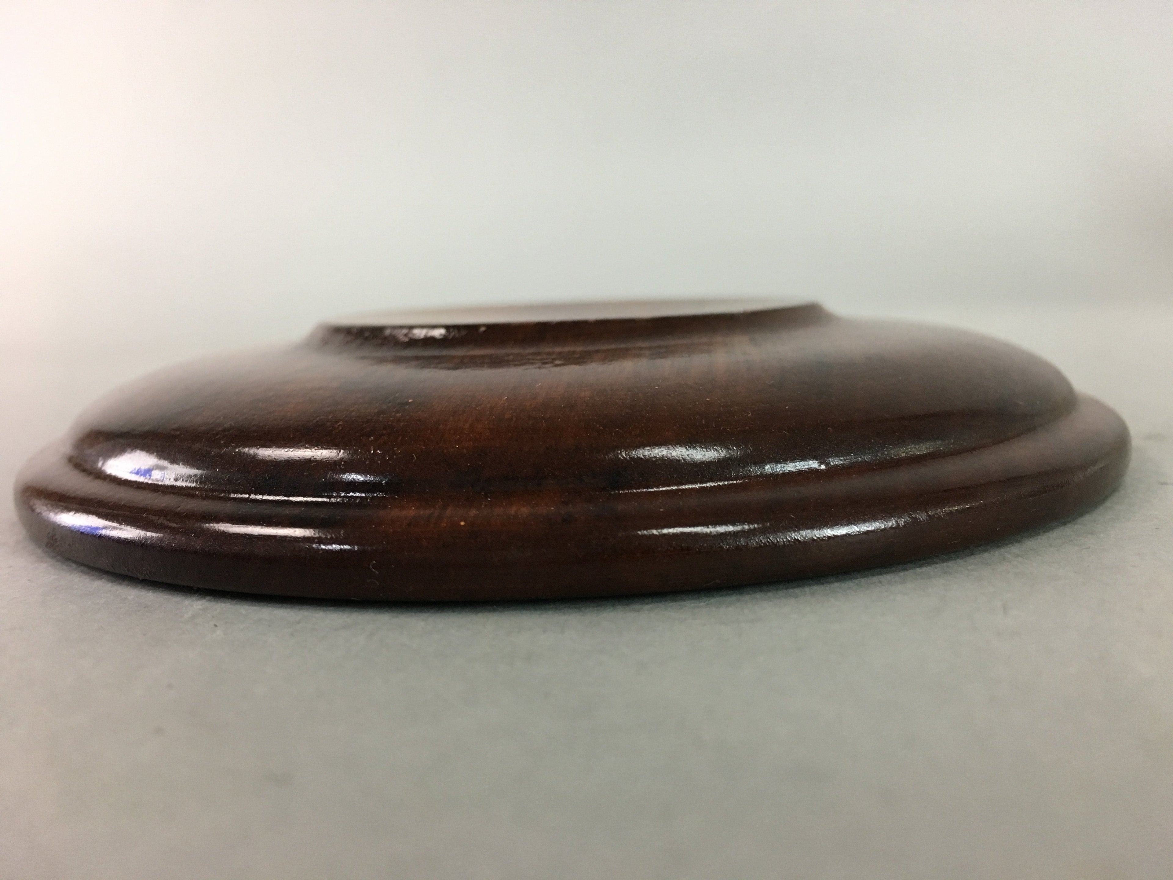 Japanese Wood Lacquer Drink Saucer Vtg Chataku Coaster Grain Brown UR209