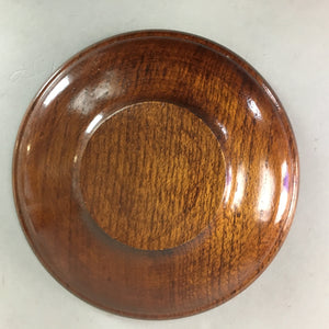 Japanese Wood Lacquer Drink Saucer Vtg Chataku Coaster Grain Brown UR210