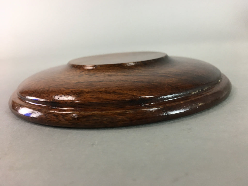 Japanese Wood Lacquer Drink Saucer Vtg Chataku Coaster Grain Brown UR210