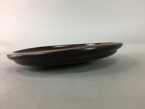 Japanese Wood Lacquer Drink Saucer Vtg Chataku Coaster Grain Brown UR211