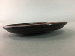 Japanese Wood Lacquer Drink Saucer Vtg Chataku Coaster Grain Brown UR211