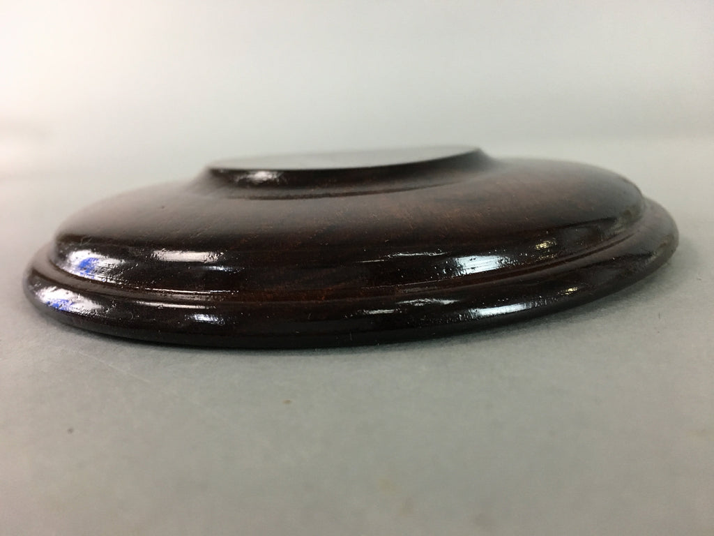 Japanese Wood Lacquer Drink Saucer Vtg Chataku Coaster Grain Brown UR211