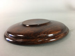 Japanese Wood Lacquer Drink Saucer Vtg Chataku Coaster Grain Brown UR211