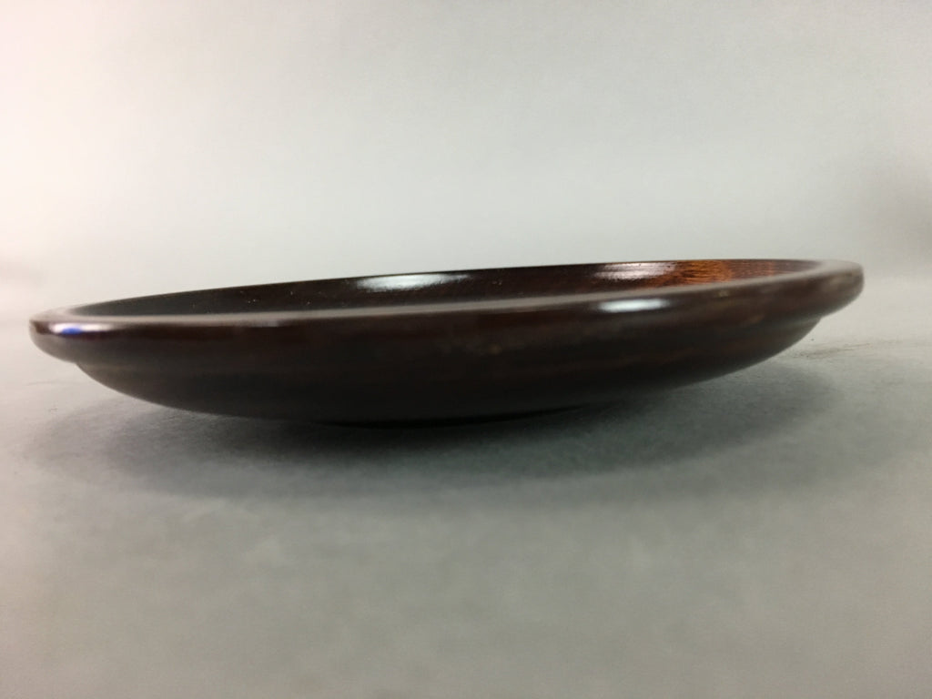 Japanese Wood Lacquer Drink Saucer Vtg Chataku Coaster Grain Brown UR212