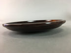 Japanese Wood Lacquer Drink Saucer Vtg Chataku Coaster Grain Brown UR212