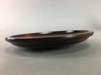 Japanese Wood Lacquer Drink Saucer Vtg Chataku Coaster Grain Brown UR212