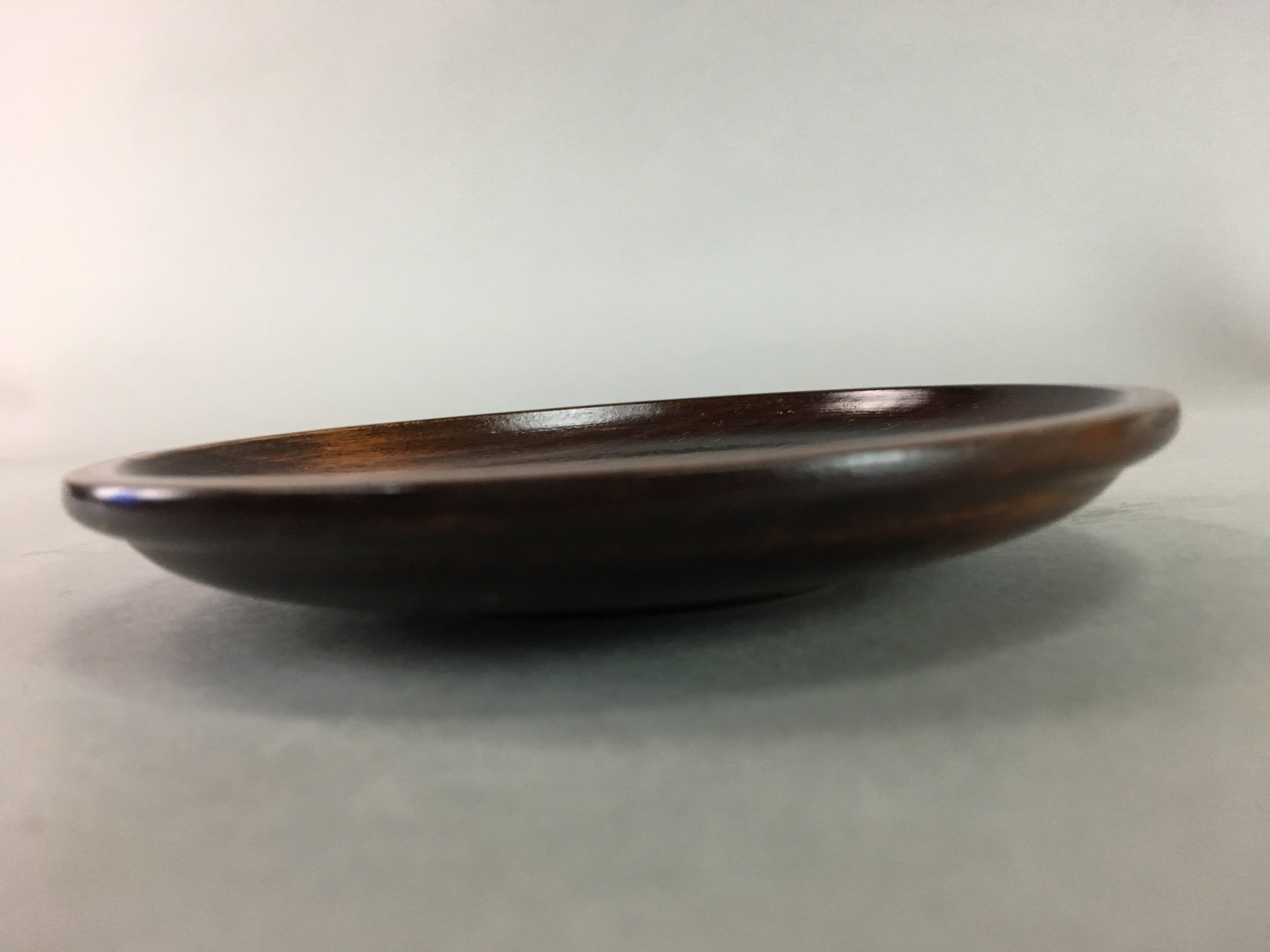 Japanese Wood Lacquer Drink Saucer Vtg Chataku Coaster Grain Brown UR212
