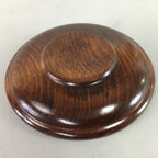 Japanese Wood Lacquer Drink Saucer Vtg Chataku Coaster Grain Brown UR212