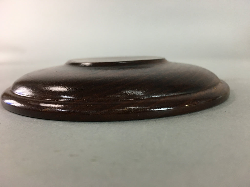 Japanese Wood Lacquer Drink Saucer Vtg Chataku Coaster Grain Brown UR212