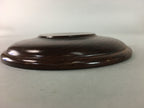 Japanese Wood Lacquer Drink Saucer Vtg Chataku Coaster Grain Brown UR212