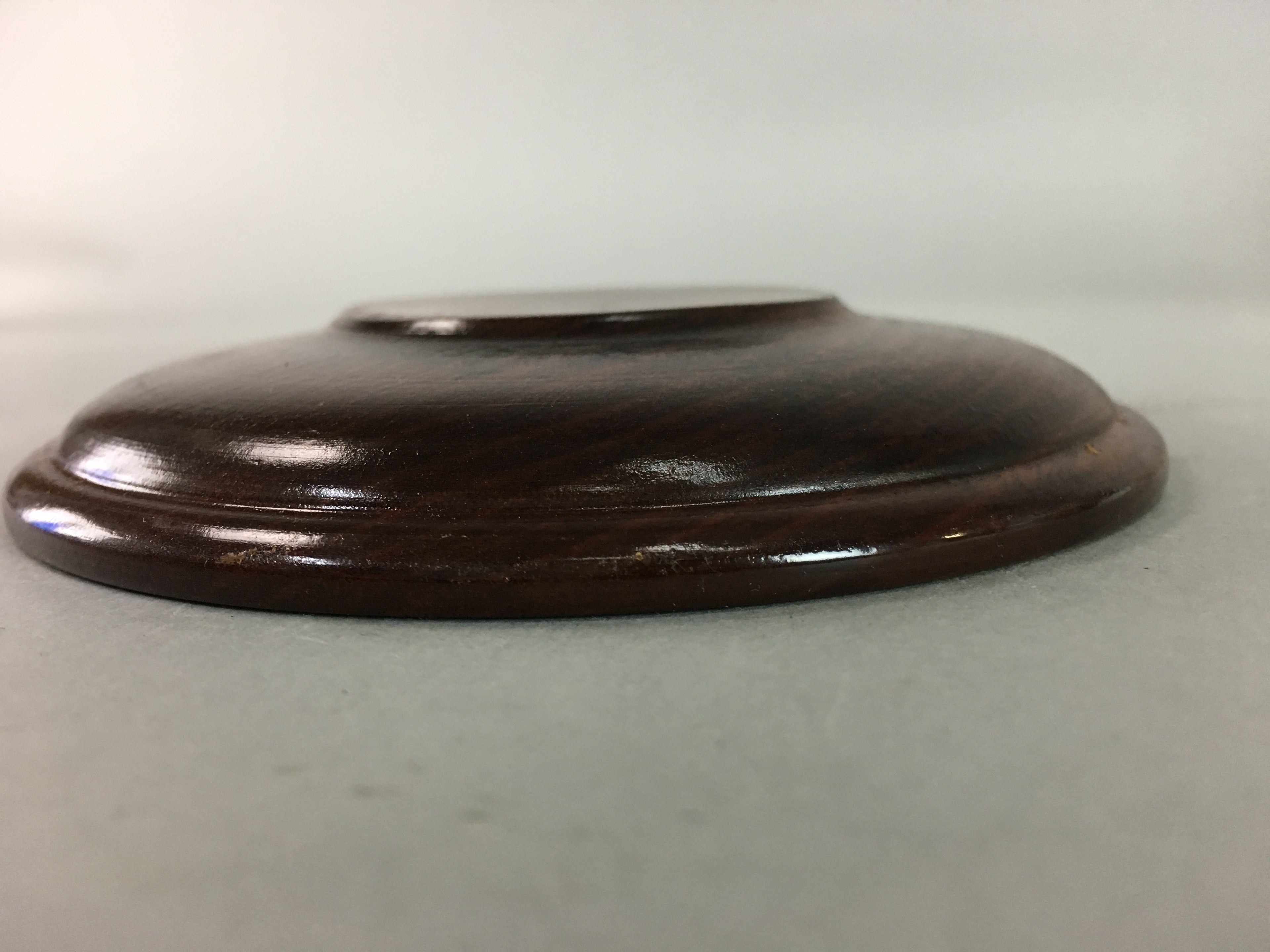Japanese Wood Lacquer Drink Saucer Vtg Chataku Coaster Grain Brown UR212
