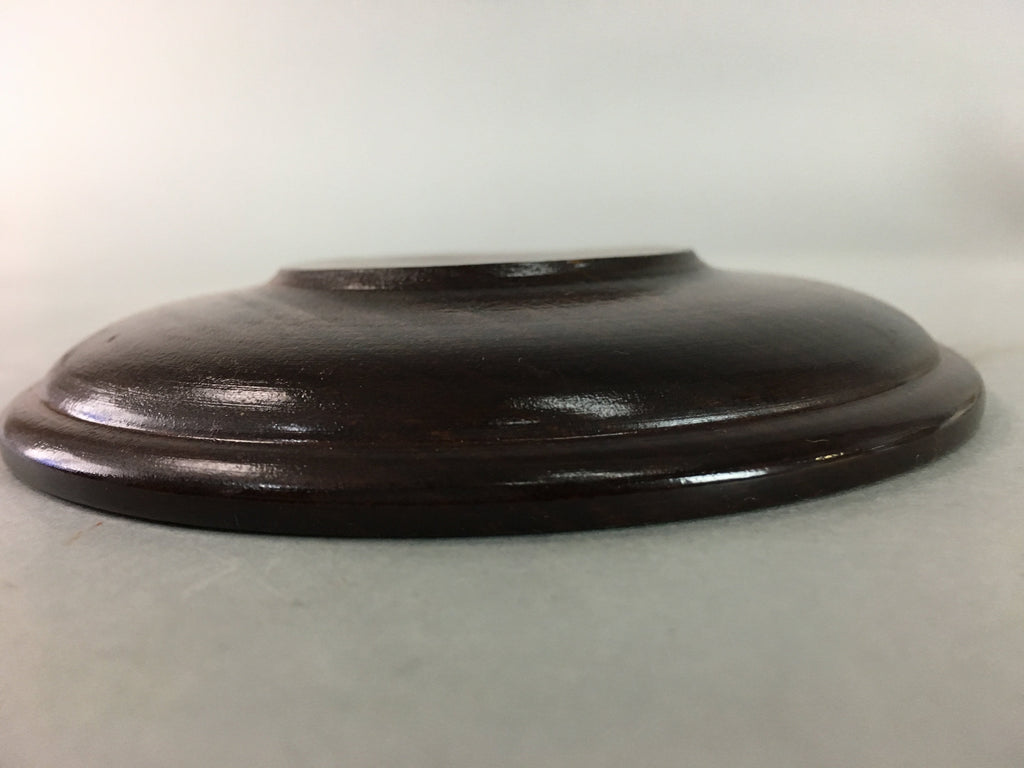 Japanese Wood Lacquer Drink Saucer Vtg Chataku Coaster Grain Brown UR212