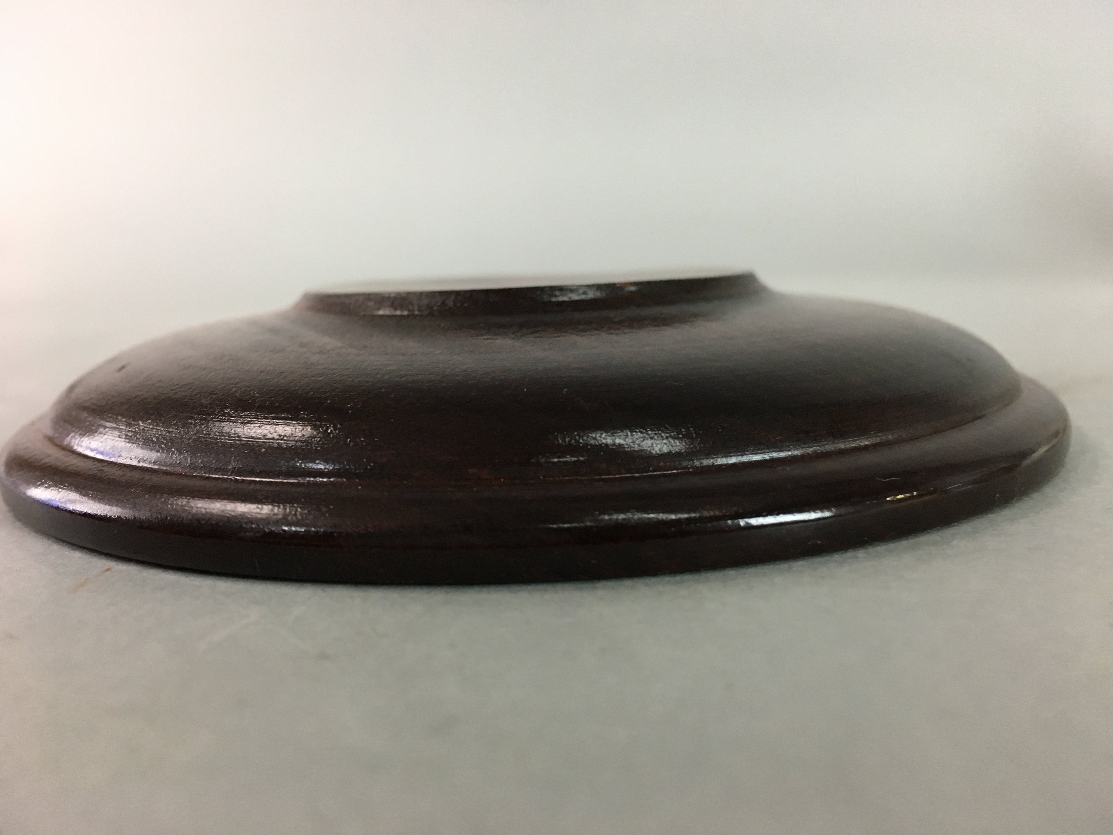 Japanese Wood Lacquer Drink Saucer Vtg Chataku Coaster Grain Brown UR212
