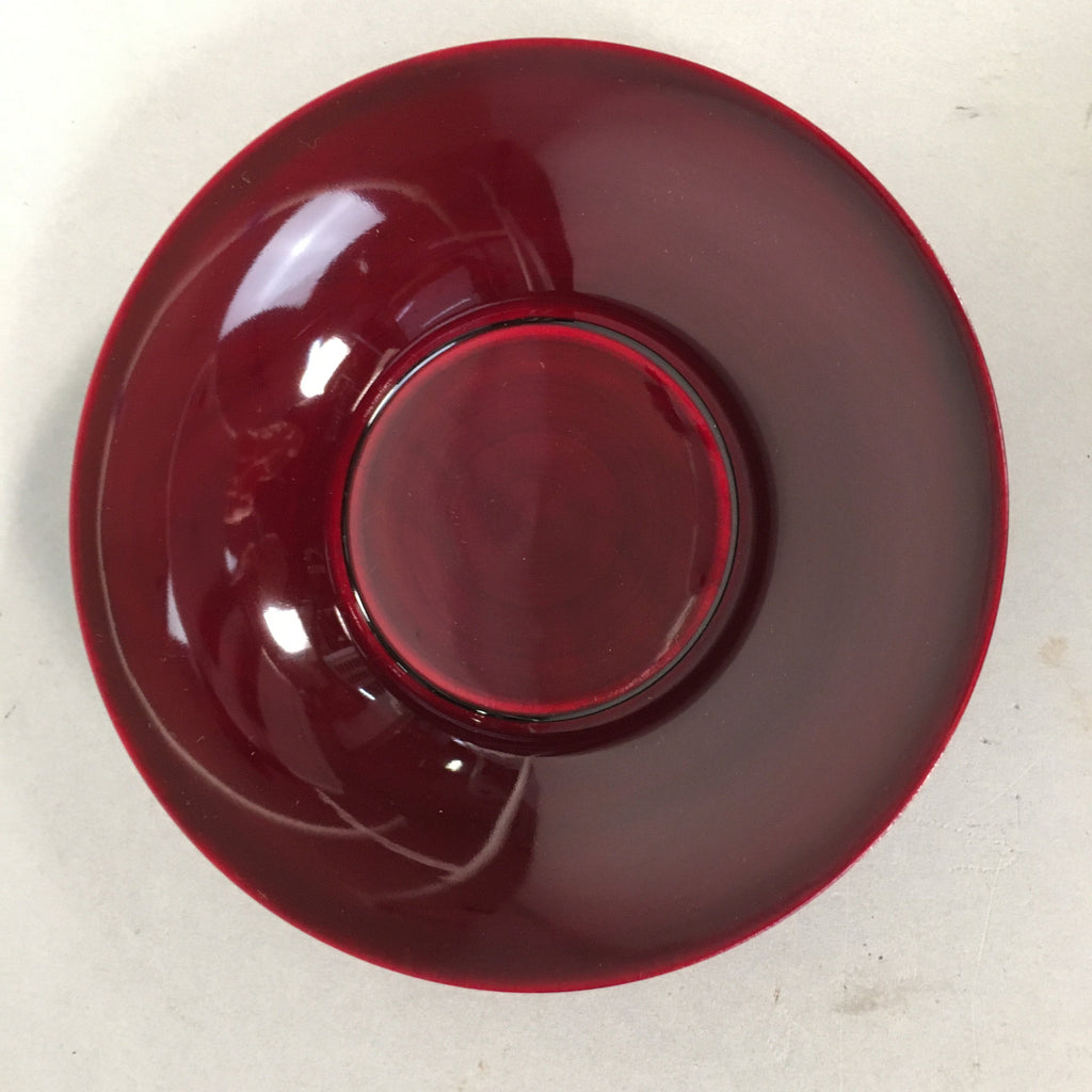Japanese Wood Lacquer Drink Saucer Vtg Chataku Coaster Makie Floral Gold QT94