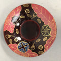 Japanese Wood Lacquer Drink Saucer Vtg Chataku Coaster Makie Floral Gold QT94