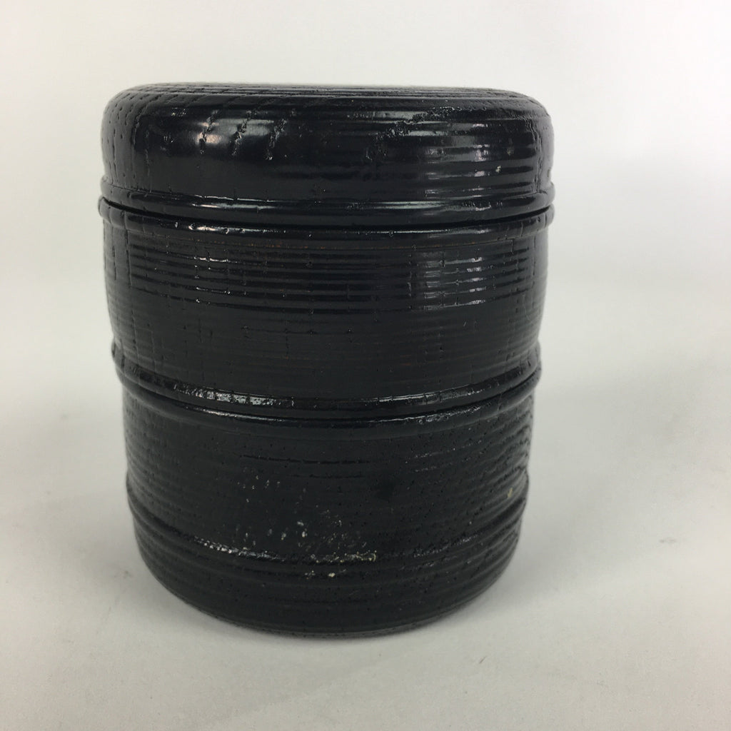 Japanese Wood Lacquer Lidded Container Double-Tiered Vtg Accessory Case UR523
