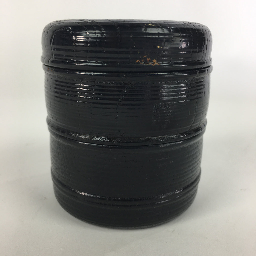 Japanese Wood Lacquer Lidded Container Double-Tiered Vtg Accessory Case UR523