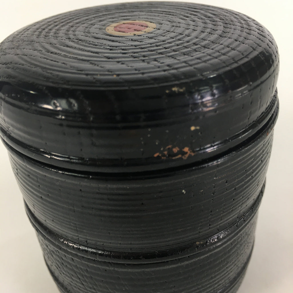 Japanese Wood Lacquer Lidded Container Double-Tiered Vtg Accessory Case UR523