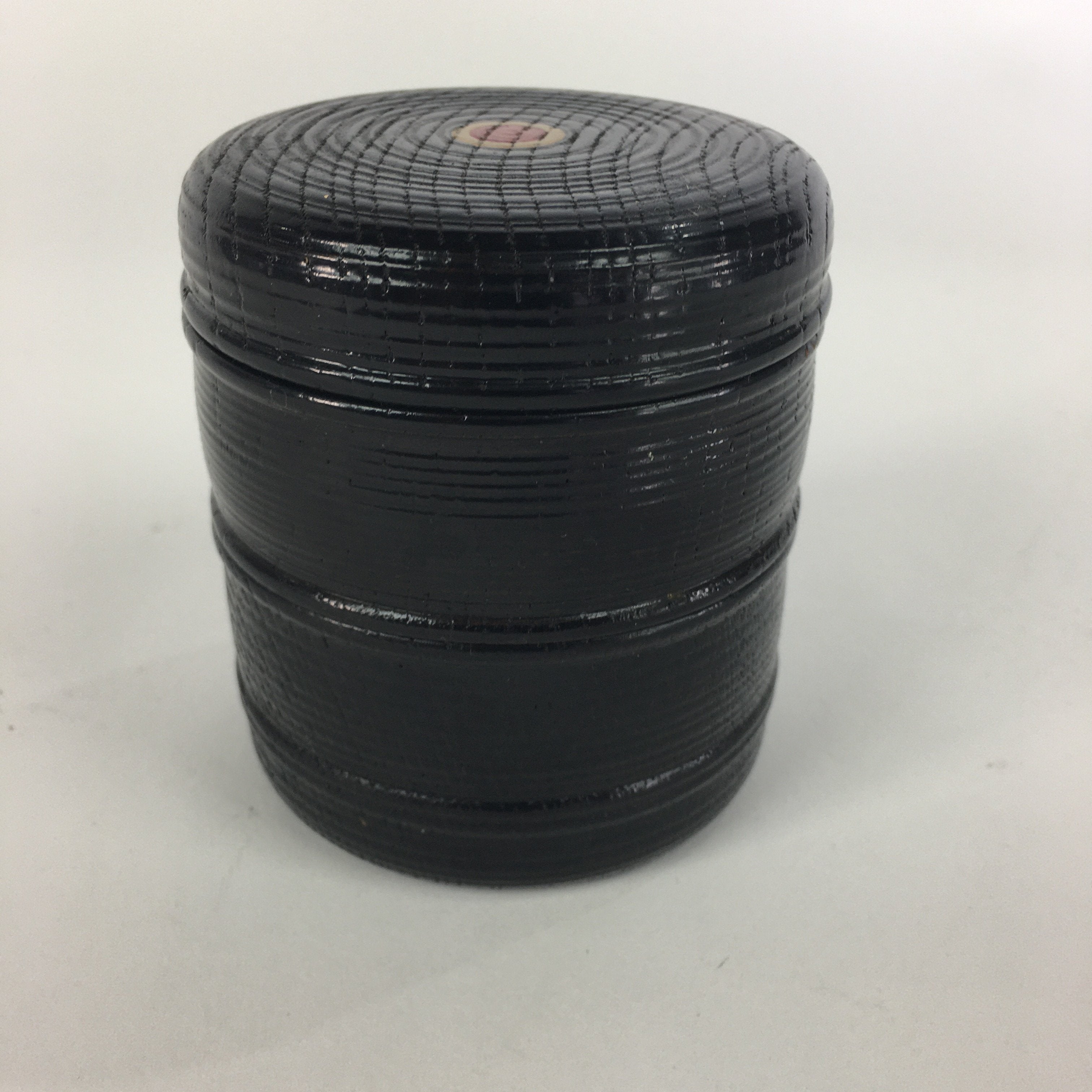 Japanese Wood Lacquer Lidded Container Double-Tiered Vtg Accessory Case UR523
