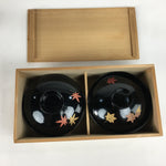 Japanese Wood Lacquer Lidded Soup Bowl 2pc Vtg Black Futatsuki-Owan LWB39