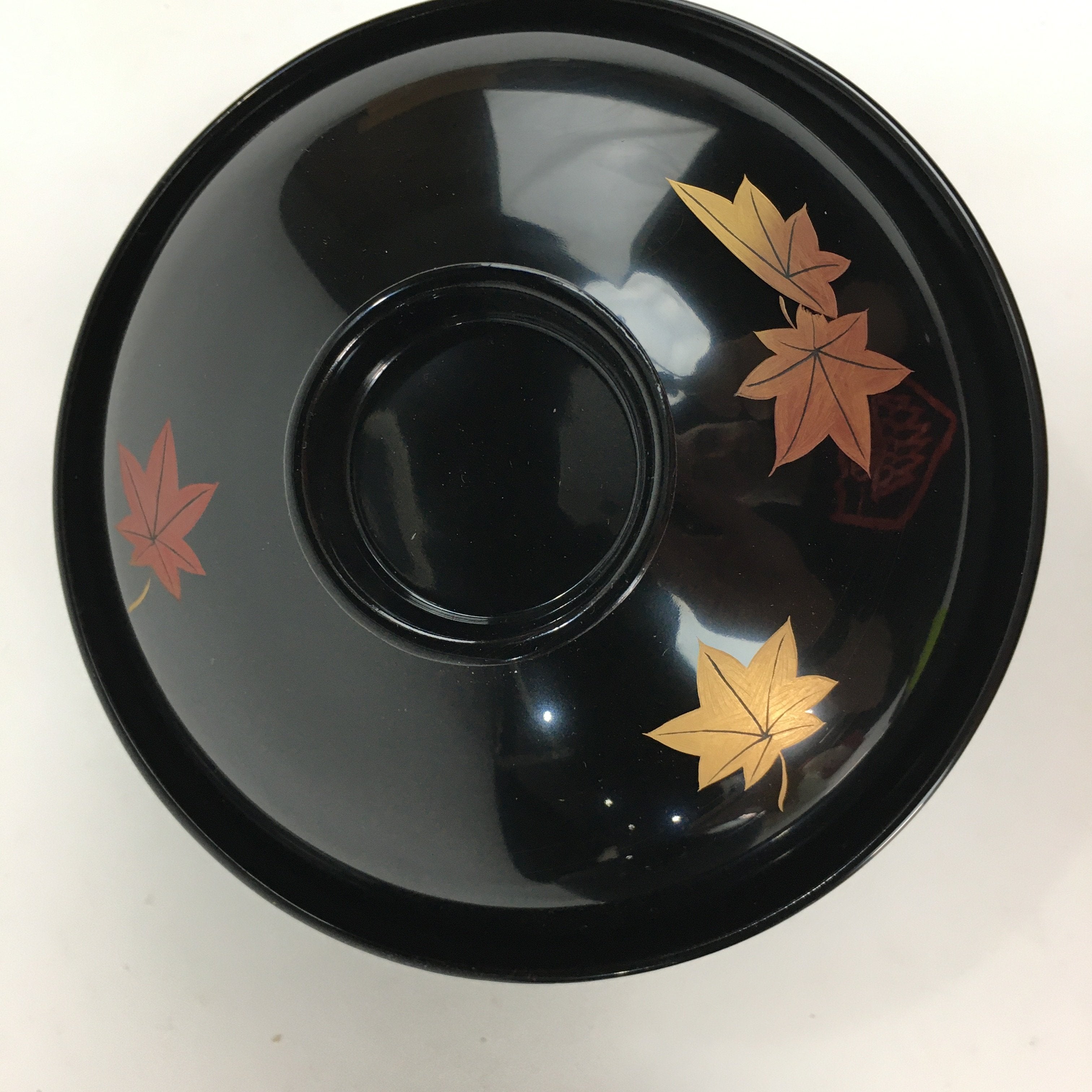Japanese Wood Lacquer Lidded Soup Bowl 2pc Vtg Black Futatsuki-Owan LWB39