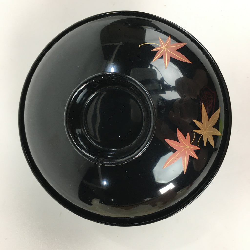Japanese Wood Lacquer Lidded Soup Bowl 2pc Vtg Black Futatsuki-Owan LWB39