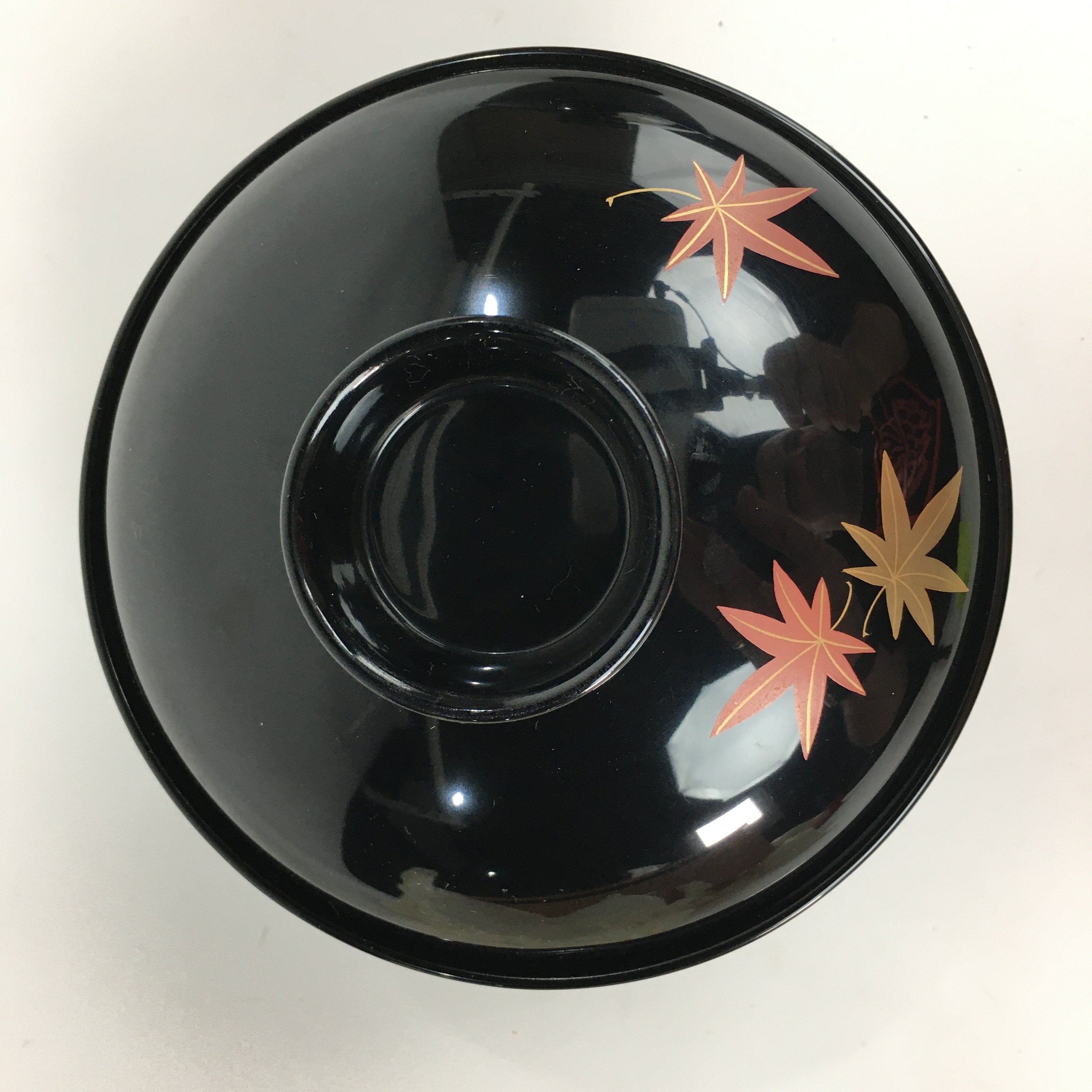 Japanese Wood Lacquer Lidded Soup Bowl 2pc Vtg Black Futatsuki-Owan LWB39