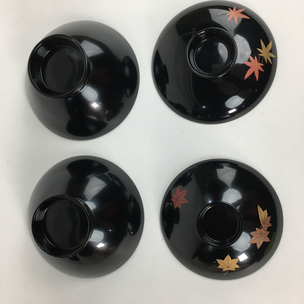 Japanese Wood Lacquer Lidded Soup Bowl 2pc Vtg Black Futatsuki-Owan LWB39