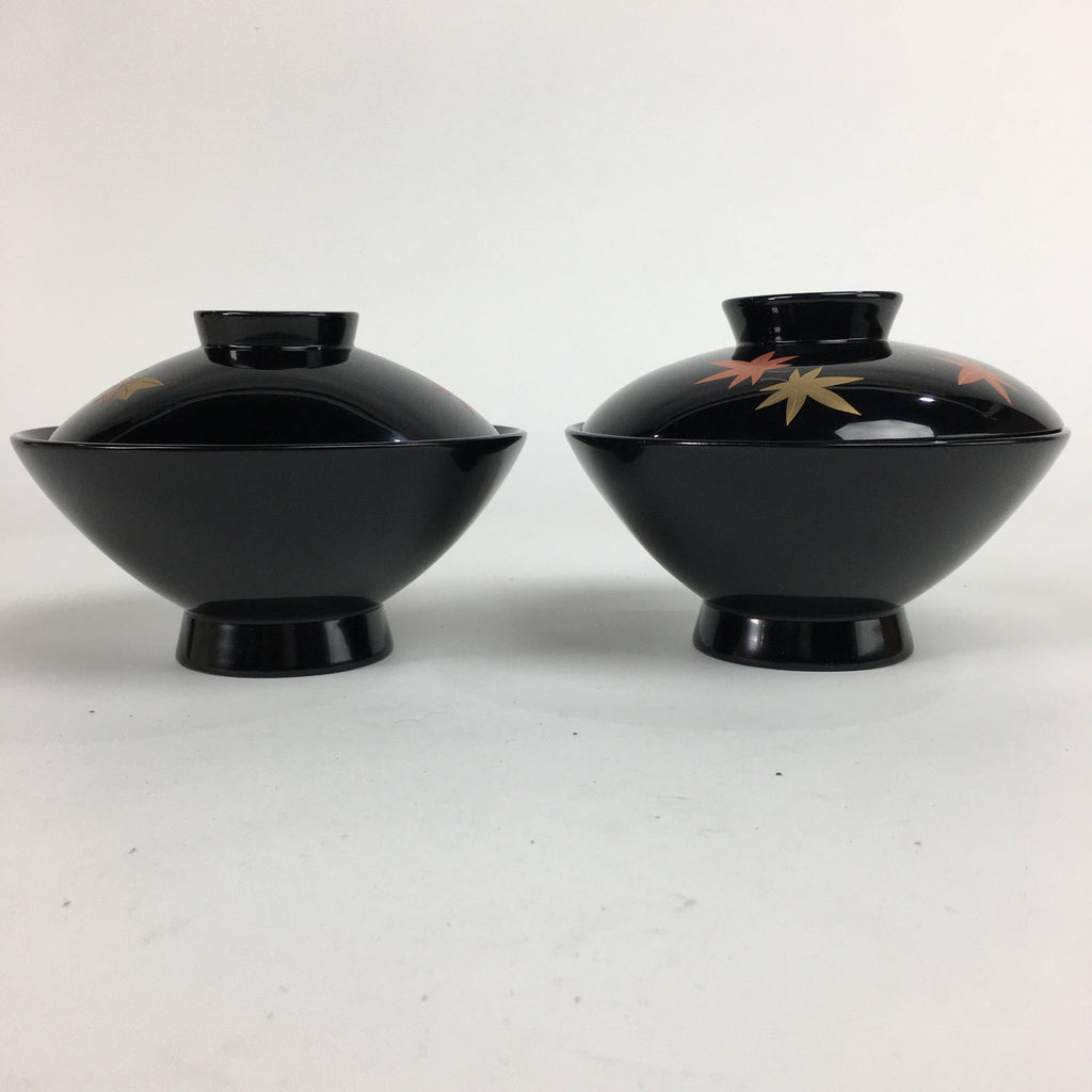 Japanese Wood Lacquer Lidded Soup Bowl 2pc Vtg Black Futatsuki-Owan LWB39