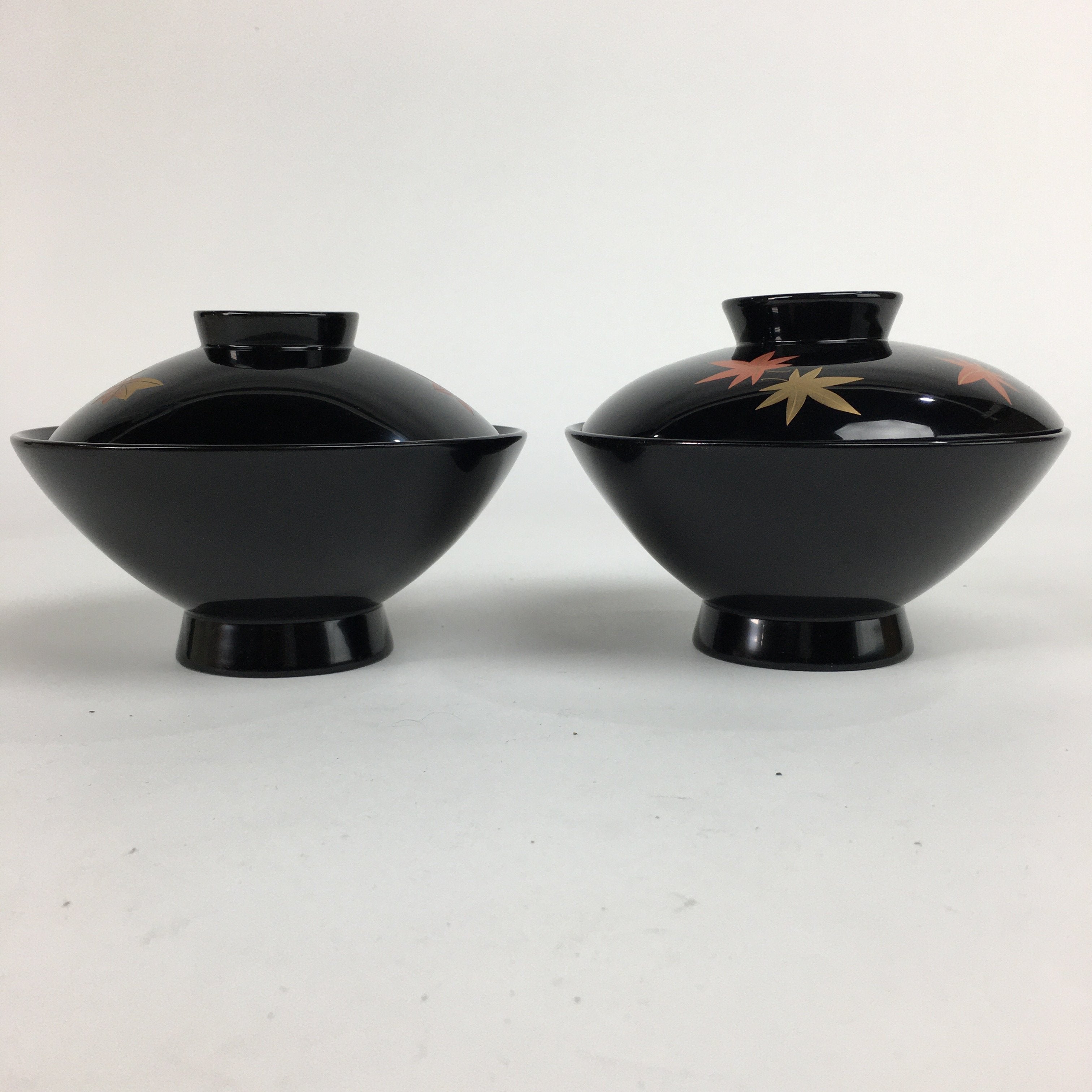 Japanese Wood Lacquer Lidded Soup Bowl 2pc Vtg Black Futatsuki-Owan LWB39