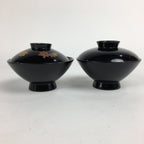 Japanese Wood Lacquer Lidded Soup Bowl 2pc Vtg Black Futatsuki-Owan LWB39