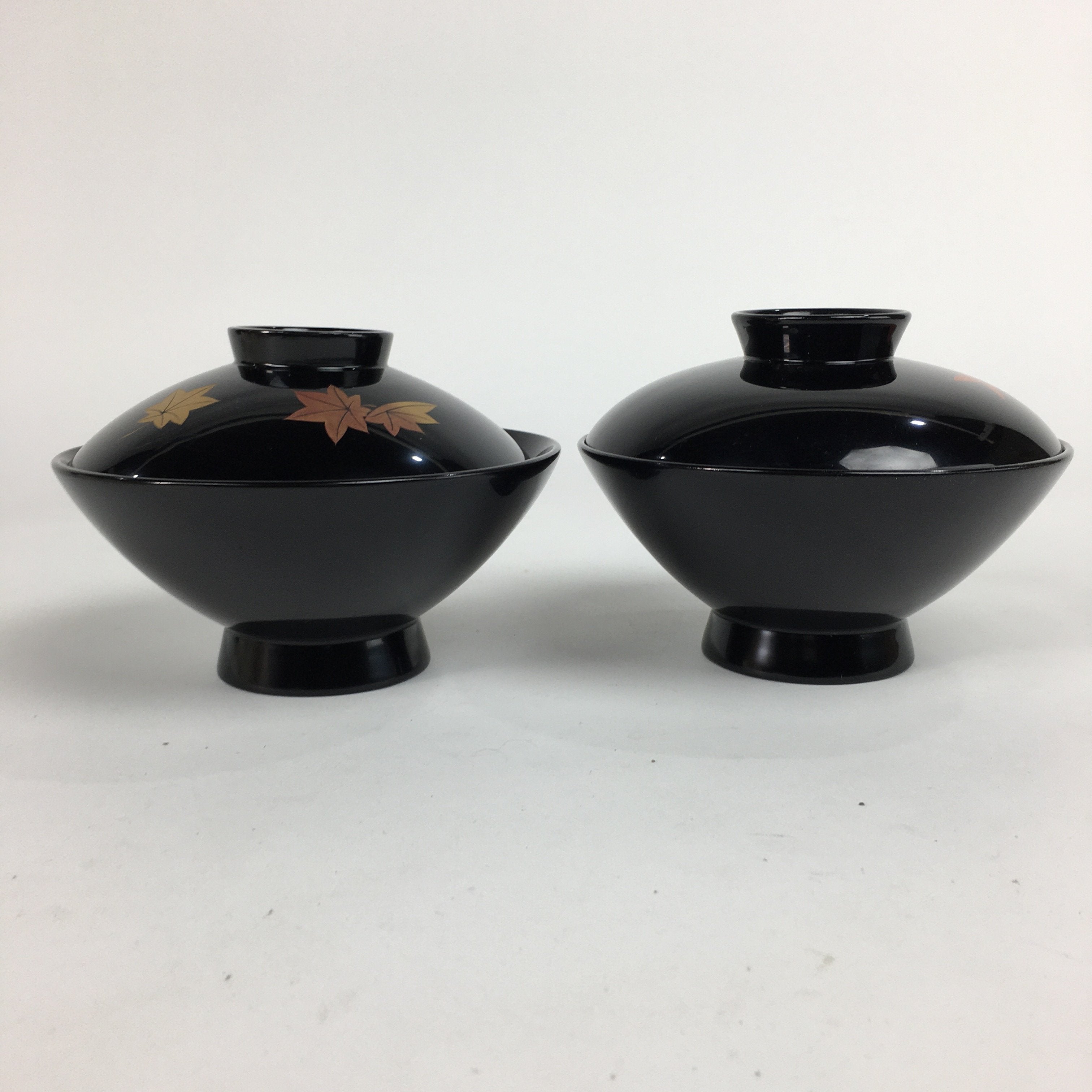Japanese Wood Lacquer Lidded Soup Bowl 2pc Vtg Black Futatsuki-Owan LWB39