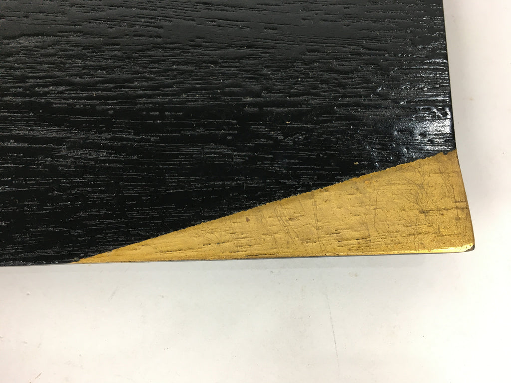 Japanese Wood Lacquer Placemat Vtg Rectangle Tray Obon Nurimono Black QT127