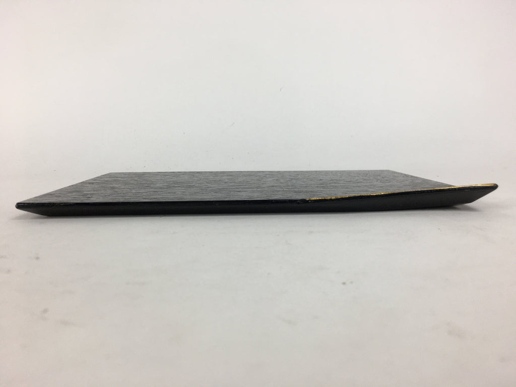 Japanese Wood Lacquer Placemat Vtg Rectangle Tray Obon Nurimono Black QT127