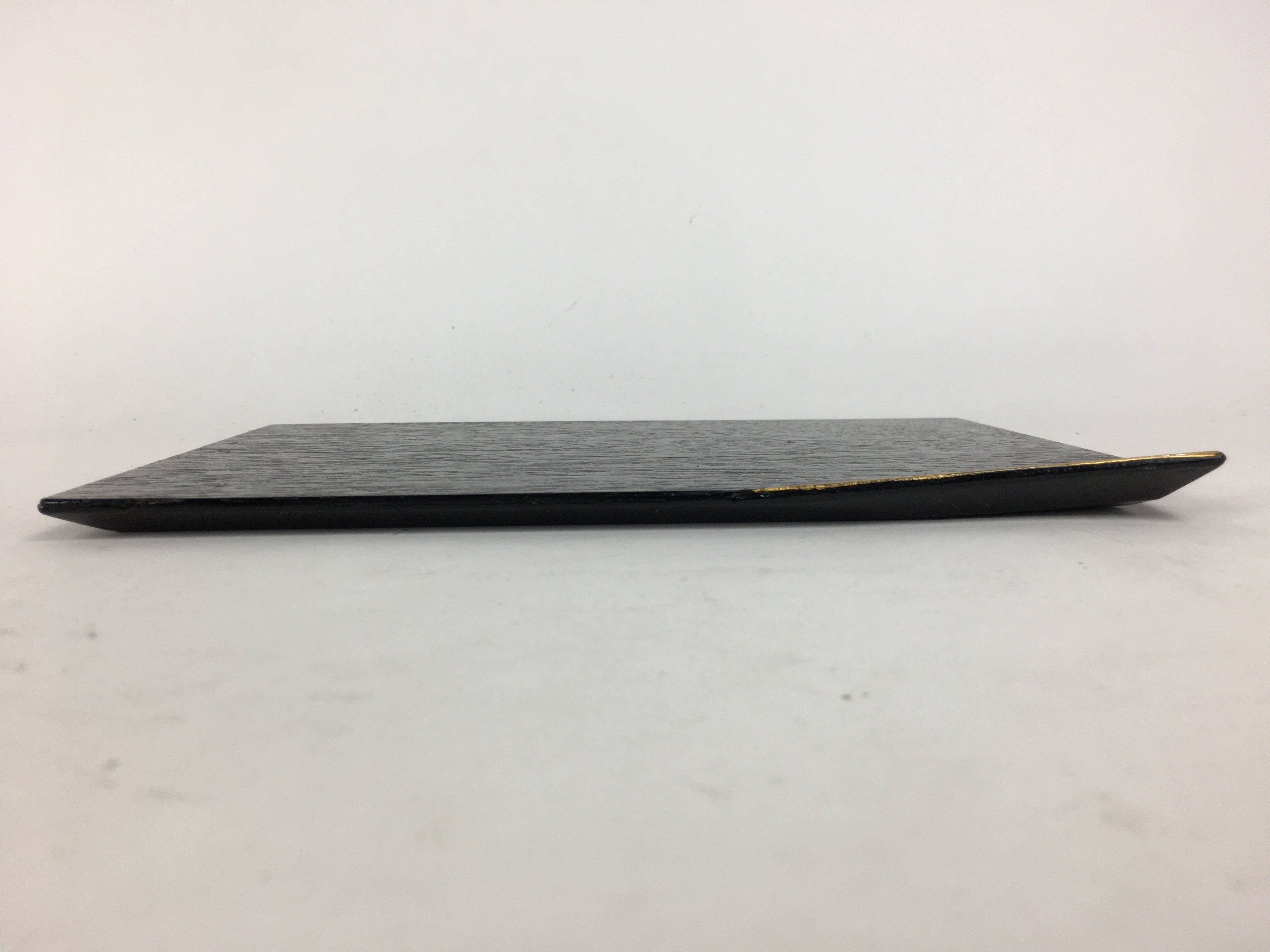Japanese Wood Lacquer Placemat Vtg Rectangle Tray Obon Nurimono Black QT127