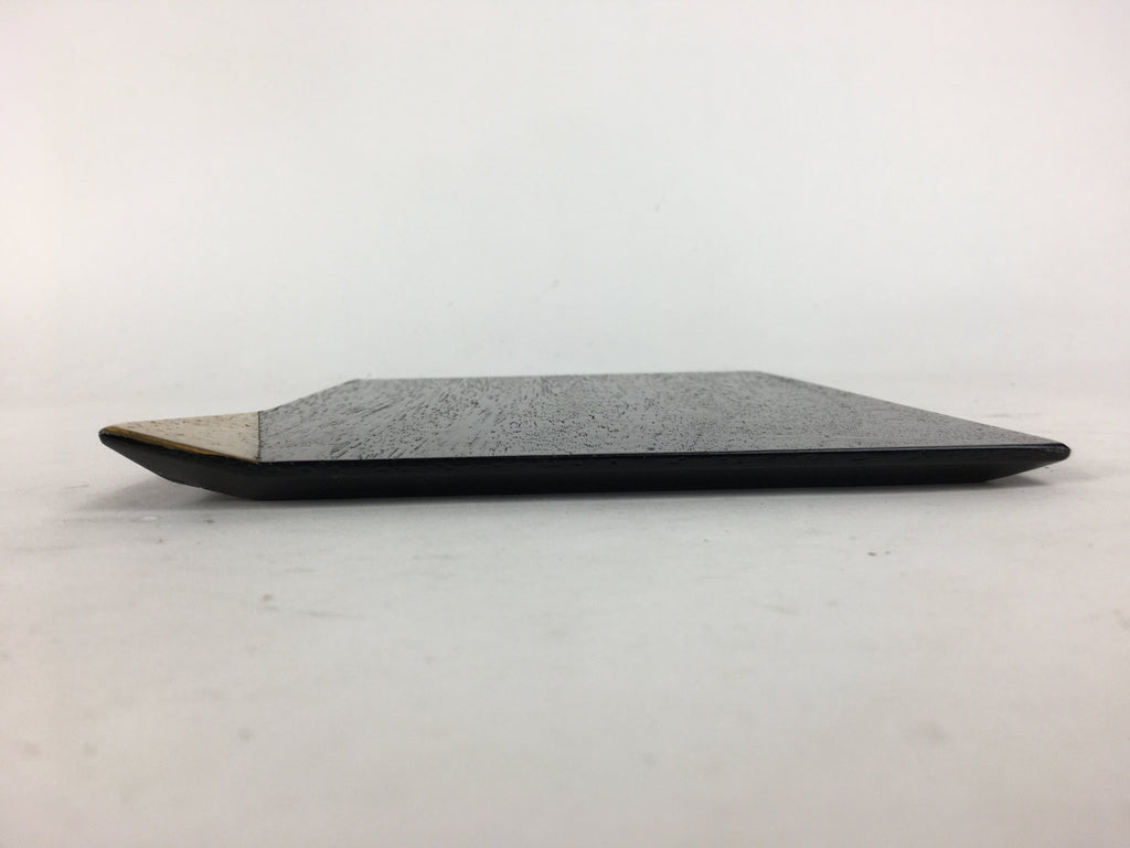 Japanese Wood Lacquer Placemat Vtg Rectangle Tray Obon Nurimono Black QT127