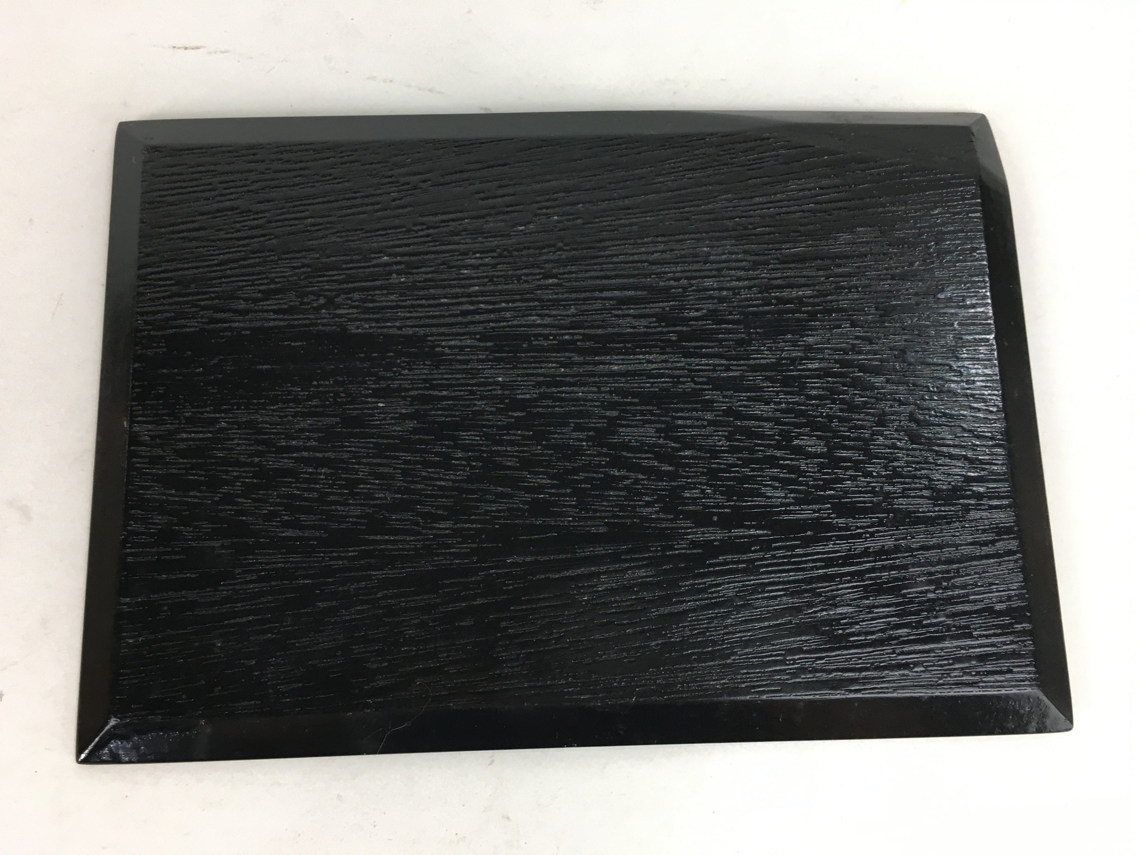 Japanese Wood Lacquer Placemat Vtg Rectangle Tray Obon Nurimono Black QT127