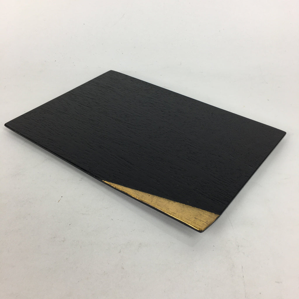 Japanese Wood Lacquer Placemat Vtg Rectangle Tray Obon Nurimono Black QT127