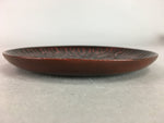 Japanese Wood Lacquer Plate Kamakura-Bori Vtg Brown Hand-carved Floral UR241